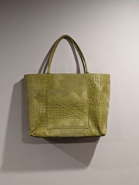 Julie Feldman Large Green Crocodile-Embossed Women's Bag
